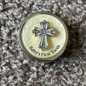 Baby's First Tooth Keepsake Box with Cross